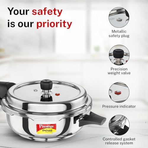 Prestige Svachh Stainless Steel Senior Pan Pressure Cooker - 5 Liter