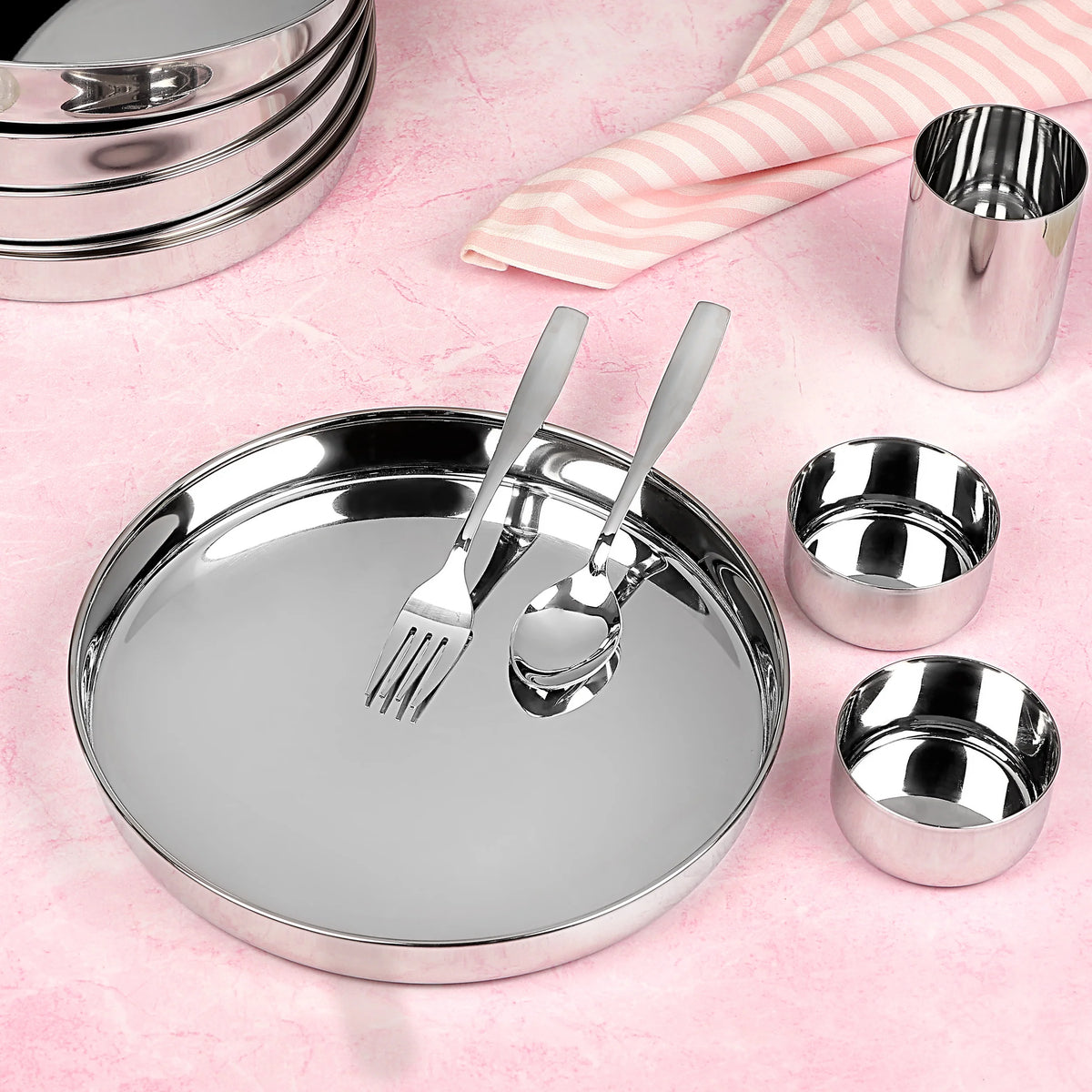 Stainless Steel Beaded Thali (Higher Edge)
