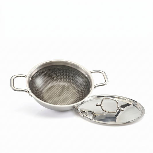 Triply Stainless Steel Honeycomb Kadai with Lid