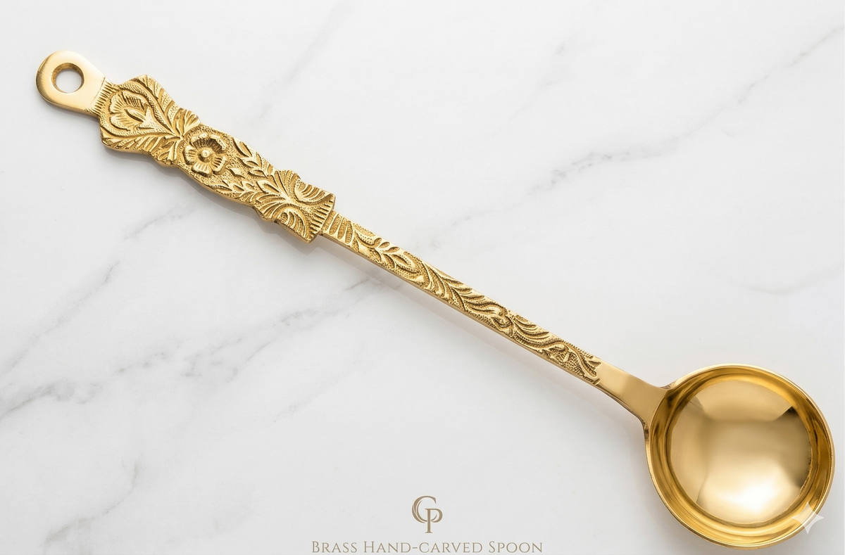 Brass round chamcha