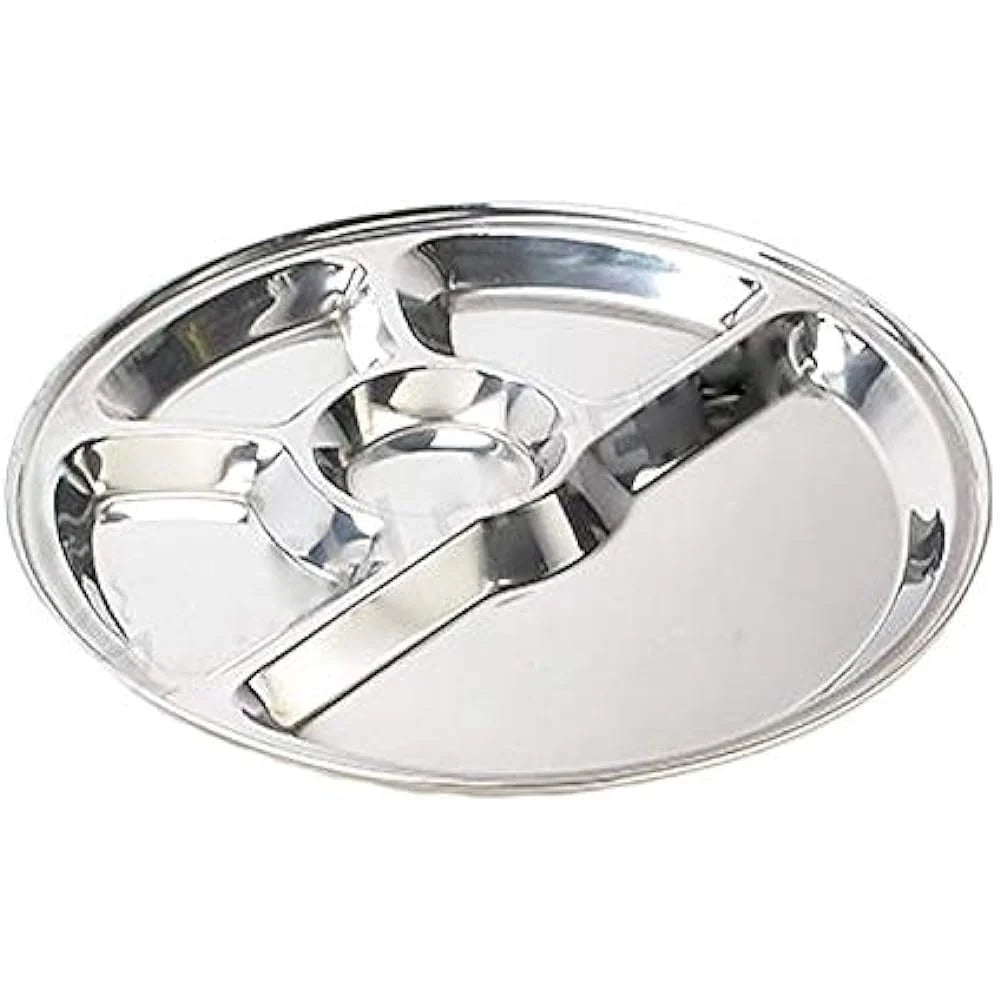 Stainless Steel 5 Compartment Round Plate