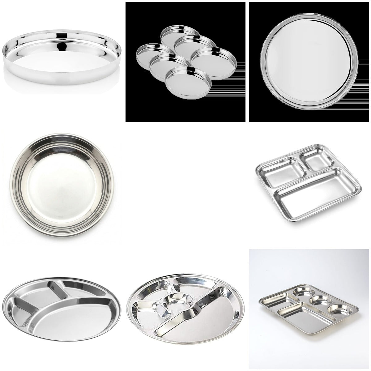 Stainless Steel Thali and Plates — collection of 8 designs