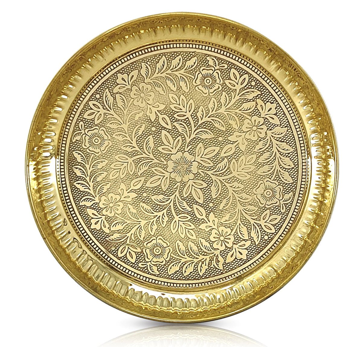 Brass Puja Thali Plate – Traditional Handcrafted Embossed Design