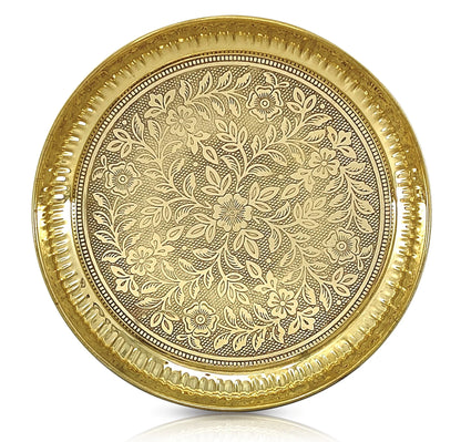Brass Puja Thali Plate – Traditional Handcrafted Embossed Design