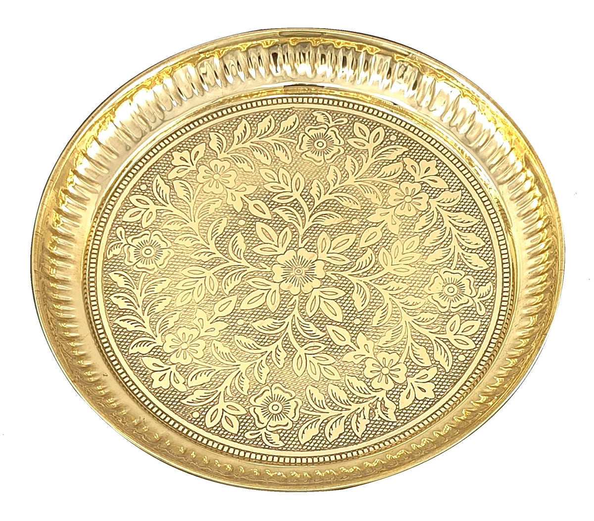 Brass Puja Thali Plate – Traditional Handcrafted Embossed Design