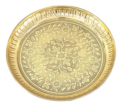 Brass Puja Thali Plate – Traditional Handcrafted Embossed Design