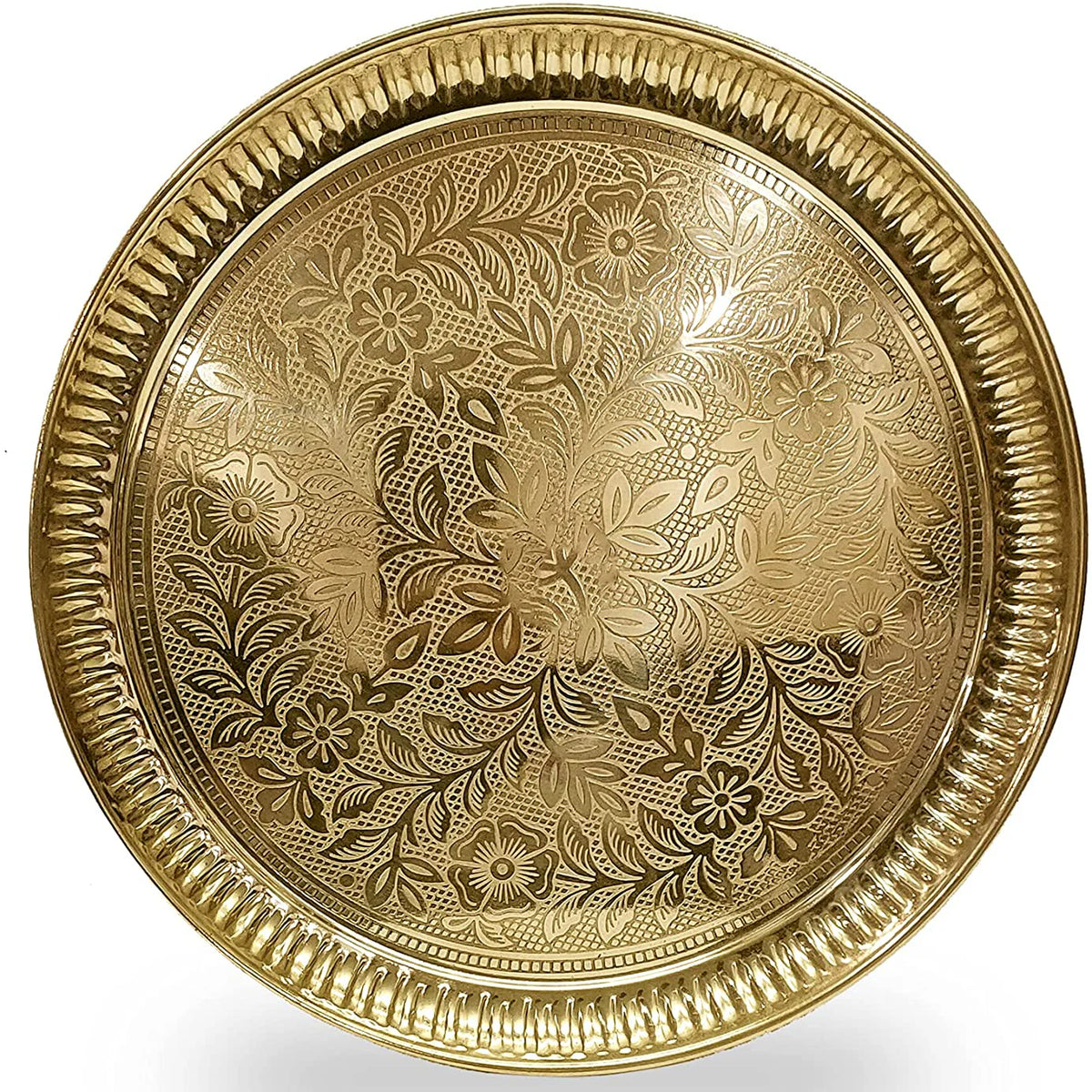 Brass Puja Thali Plate – Traditional Handcrafted Embossed Design