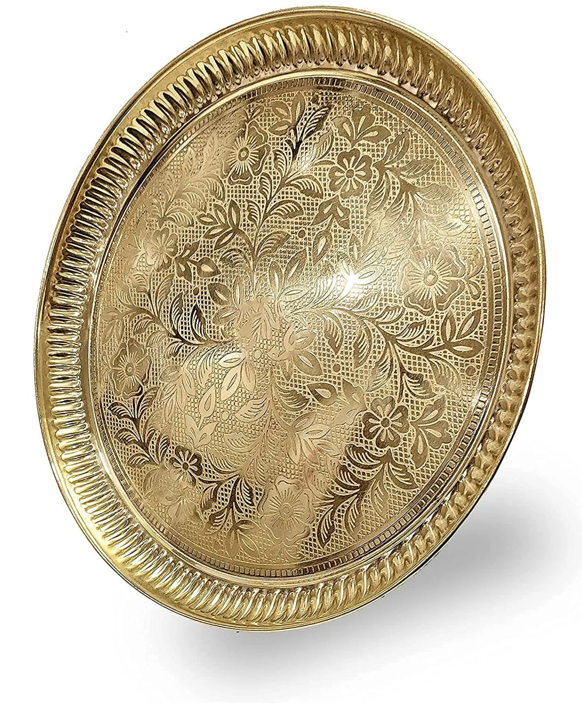 Brass Puja Thali Plate – Traditional Handcrafted Embossed Design