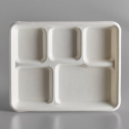 Biodegradable 5 Compartment Tray (10 x 8 Inches)