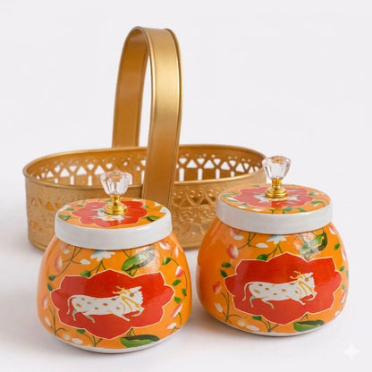 Pichwai Basket & Jar Set