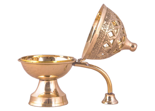 Brass Dhoop Dani with Lid & Brass Handle