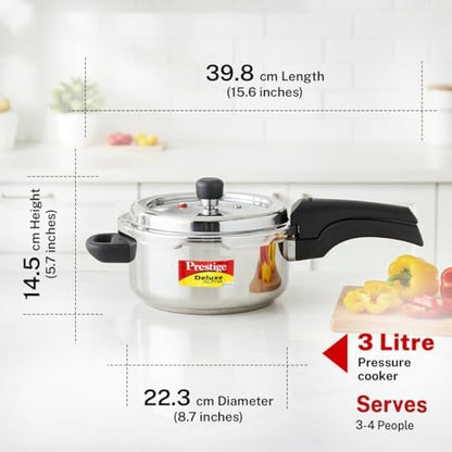 Prestige Deluxe Alpha Svachh Stainless Steel Pressure Cooker - 3 Liter