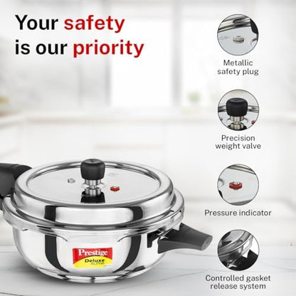 Prestige Svachh Stainless Steel Senior Pan Pressure Cooker - 4 Liter