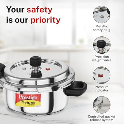 Prestige Deluxe Alpha Svachh Stainless Steel Pressure Cooker - 10 Liter