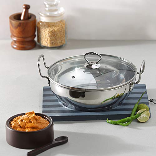 Vinod Stainless Steel Induction Friendly Kadai With Lid - 1.5 Litres