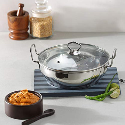 Vinod Stainless Steel Induction Friendly Kadai With Lid - 1.5 Litres