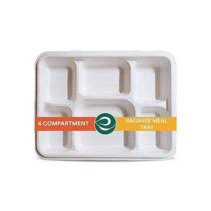 Biodegradable 6 Compartment Disposable Meal Tray