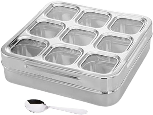 Stainless Steel Squre Masala Dabba
