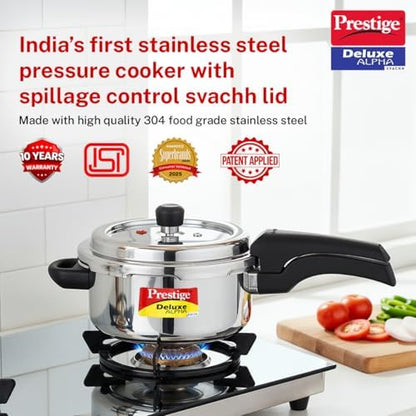 Prestige Deluxe Alpha Svachh Stainless Steel Pressure Cooker - 3 Liter