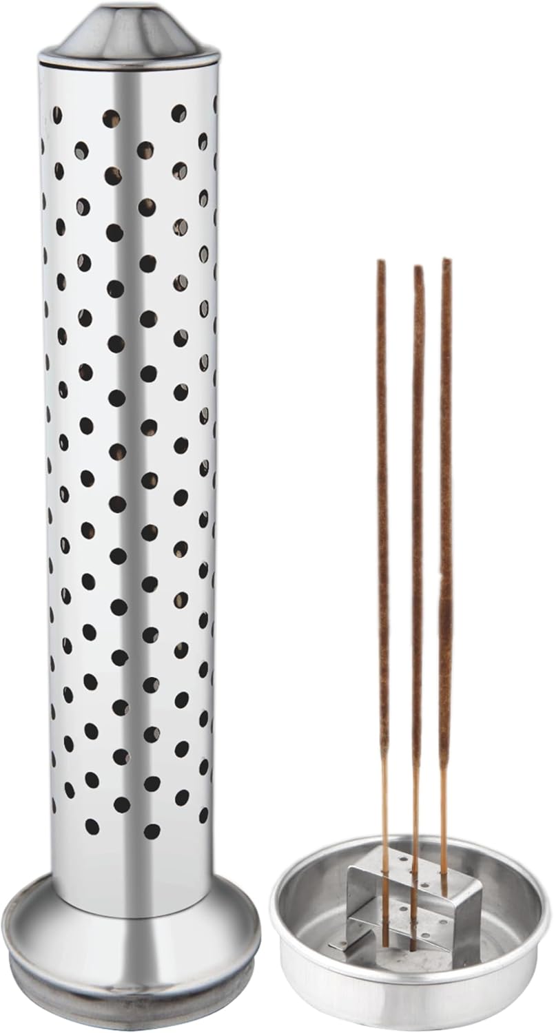 Stainless Steel Safety Agarbatti Stand with Dhoop Holder