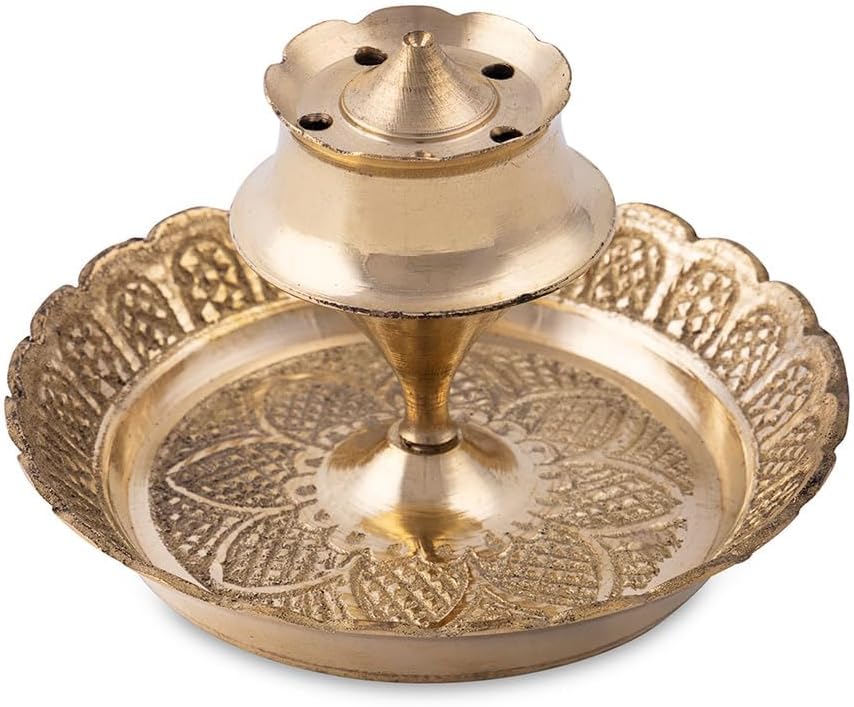 Brass Traditional Agarbatti Incense Stick Holder with Ash Catcher