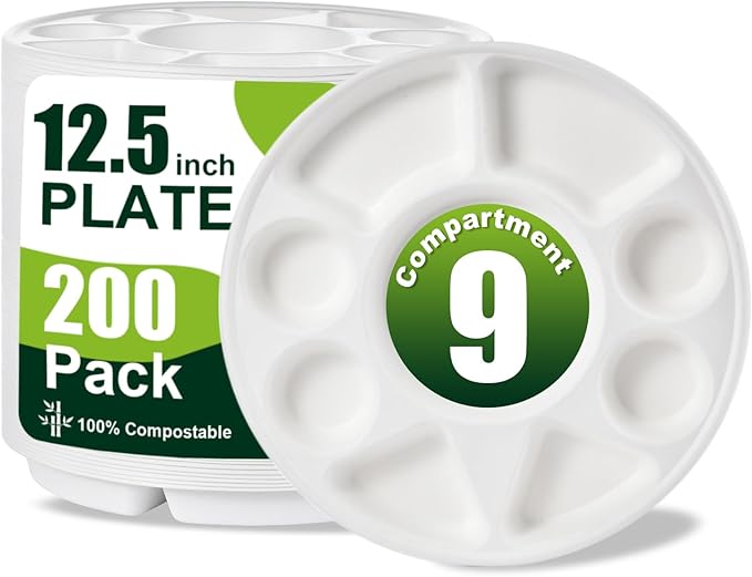 Plastic Plate Silver 9 Compartment (25pc/packet)