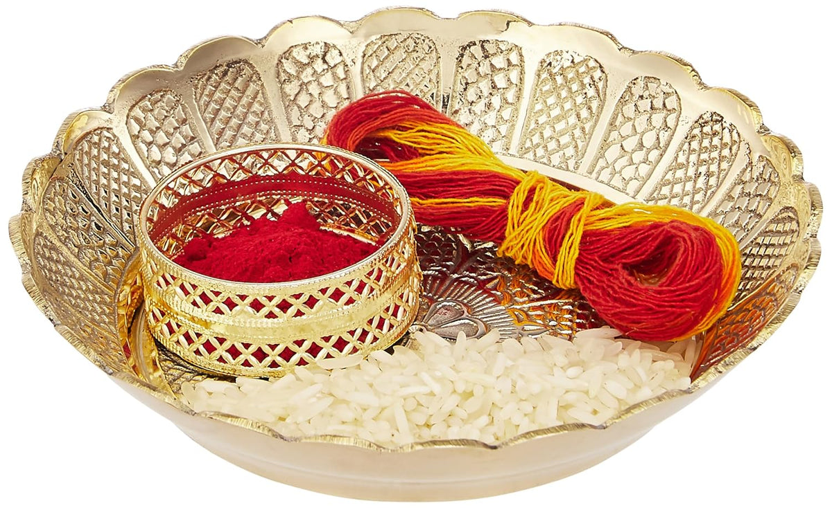 Solid Brass Decorative Nakshi Plate for Puja