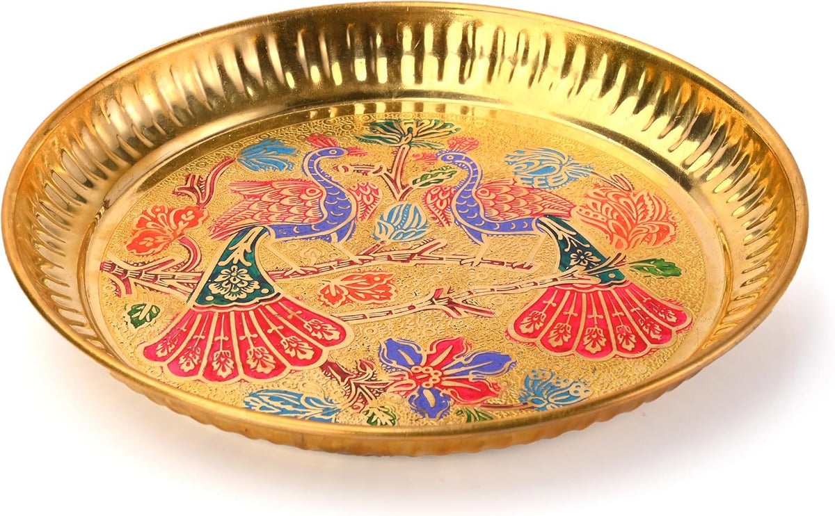 Brass Peacock Design Puja Plate