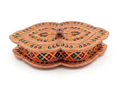 Meenakari Marquise Shape Storage & Serving Box / Decorative Wooden Multipurpose Gift Box