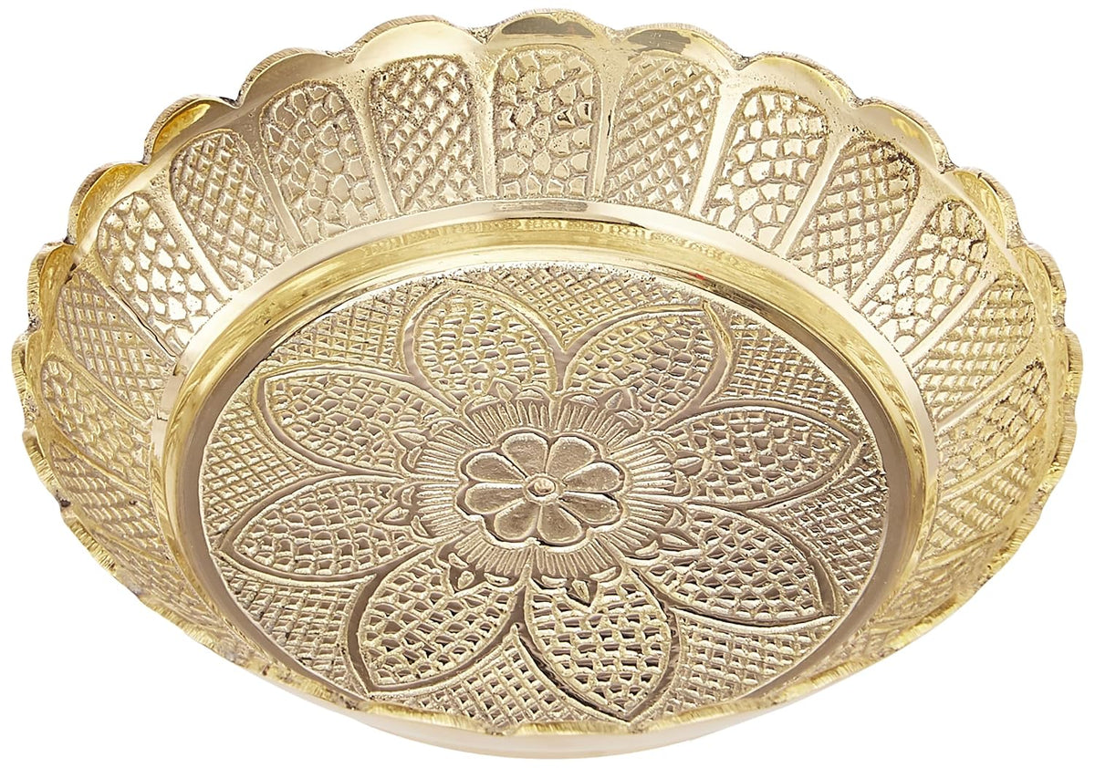 Solid Brass Decorative Nakshi Plate for Puja