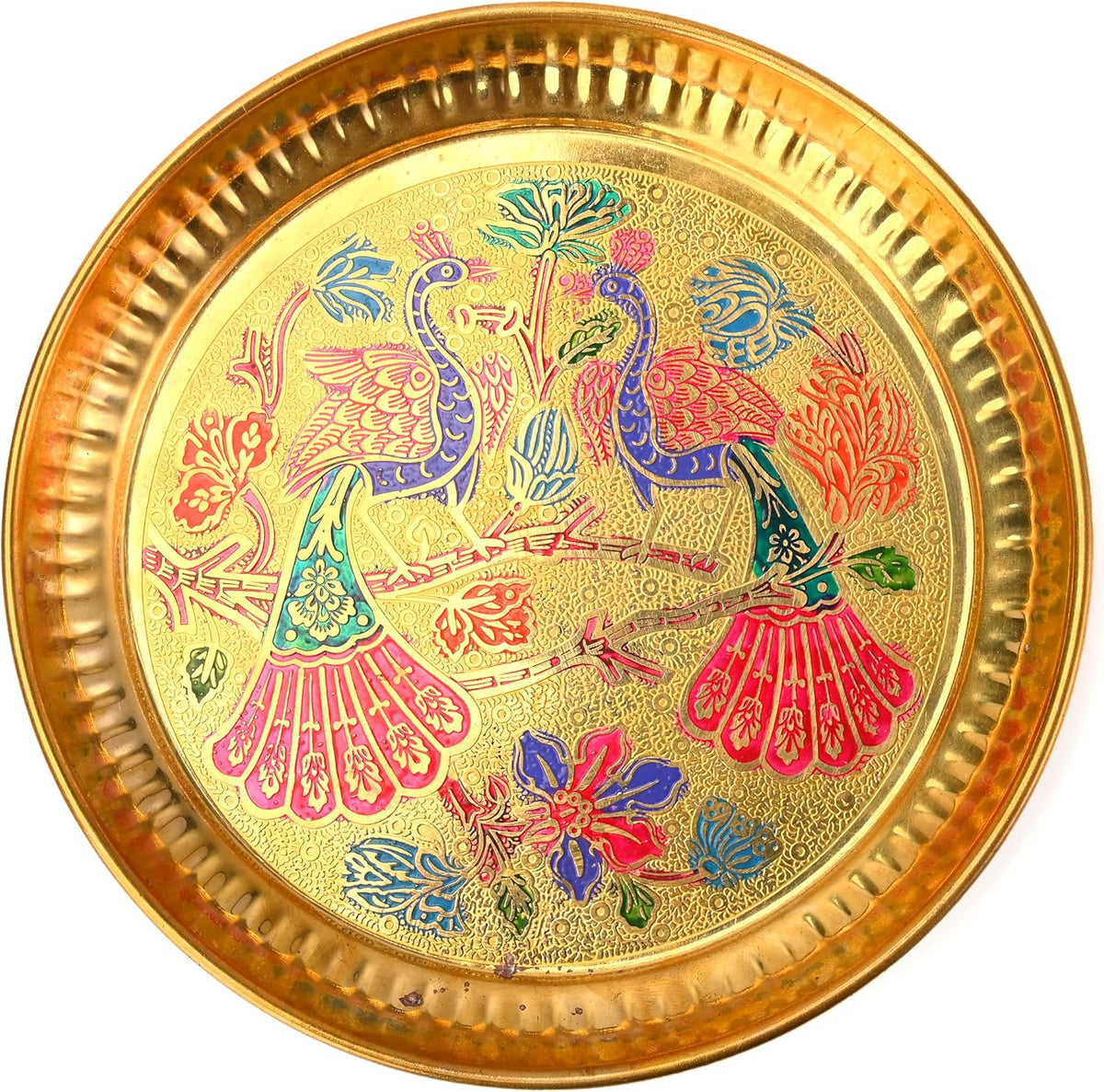 Brass Peacock Design Puja Plate