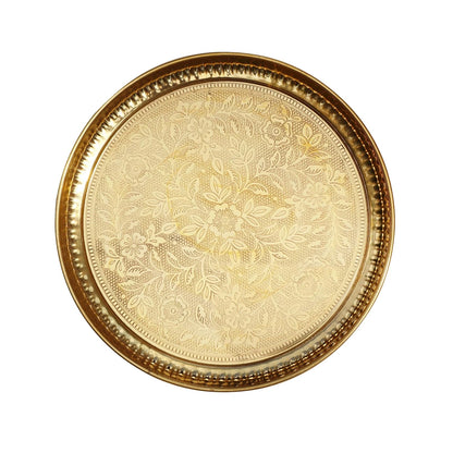 Brass Puja Thali Plate – Traditional Handcrafted Embossed Design