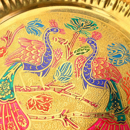 Brass Peacock Design Puja Plate