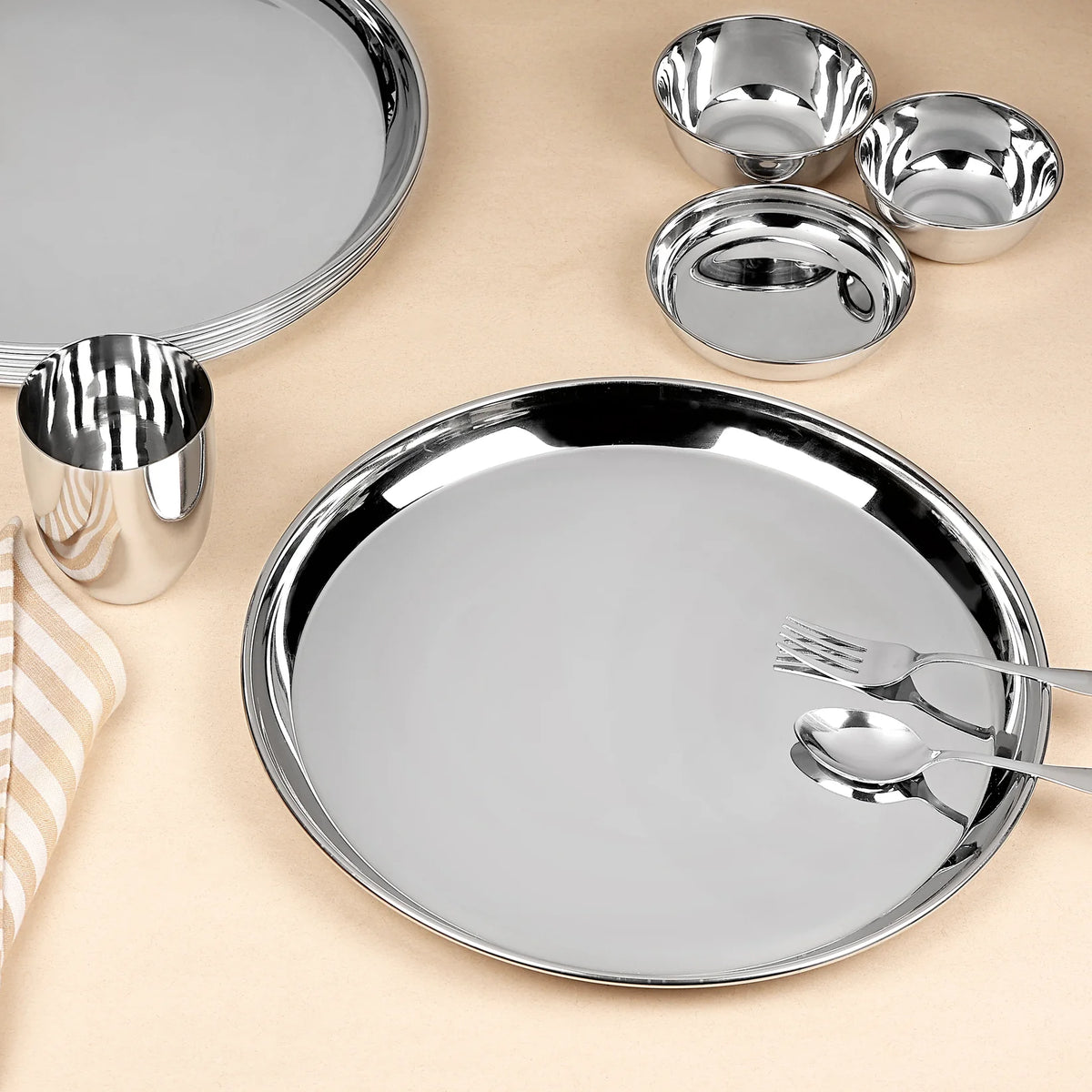 Stainless Steel Beaded Thali