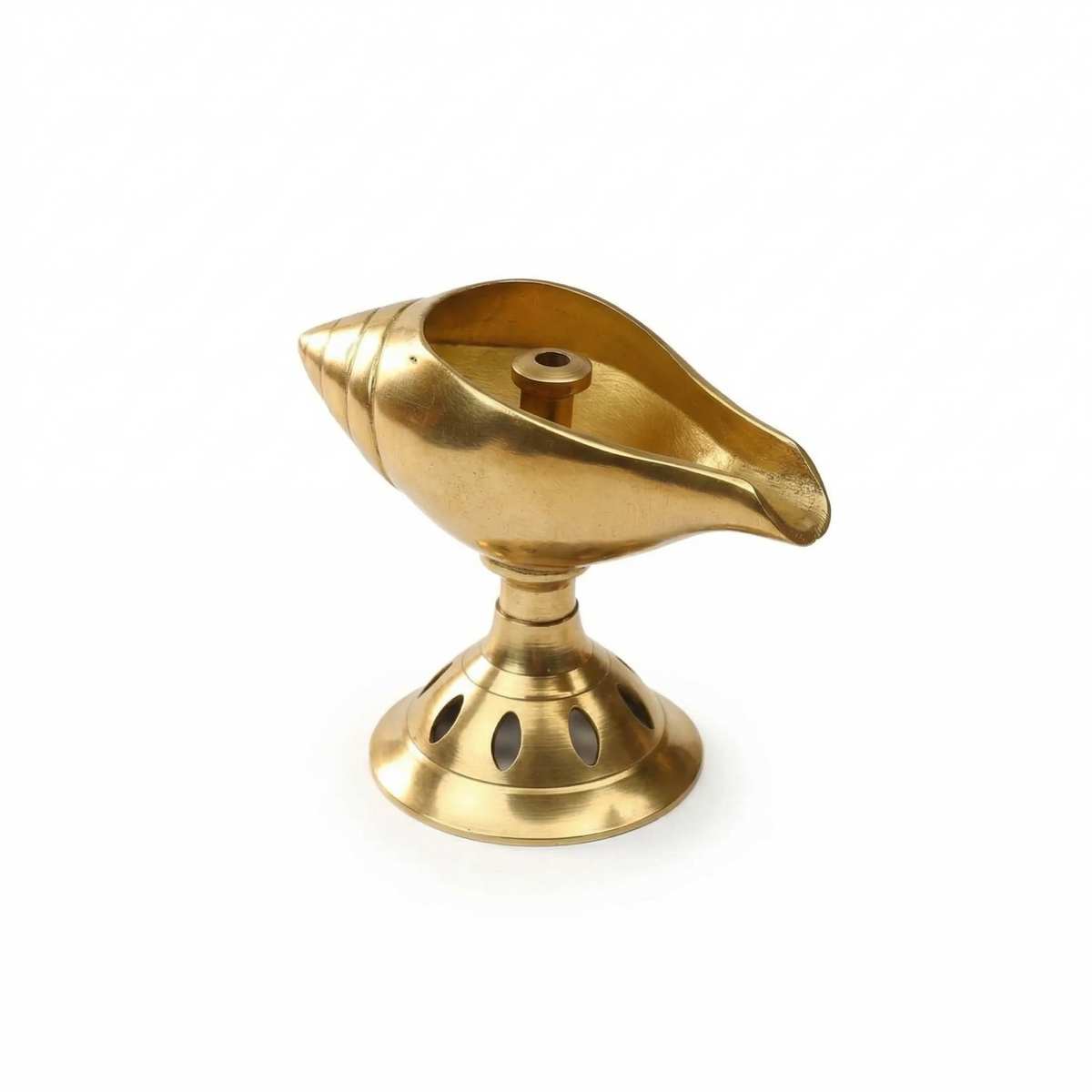 Pure Brass Akhand Diya - Shankh Shape Oil Lamp
