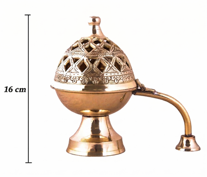 Brass Dhoop Dani with Lid & Brass Handle