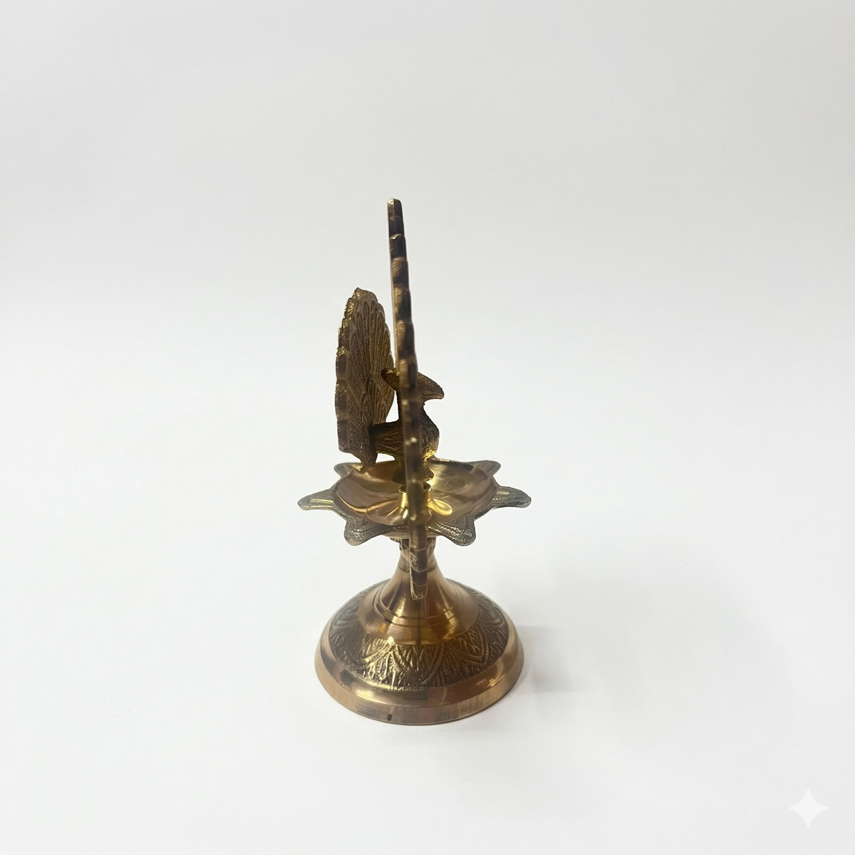 Peacock Samai Diya - Brass Oil Lamp