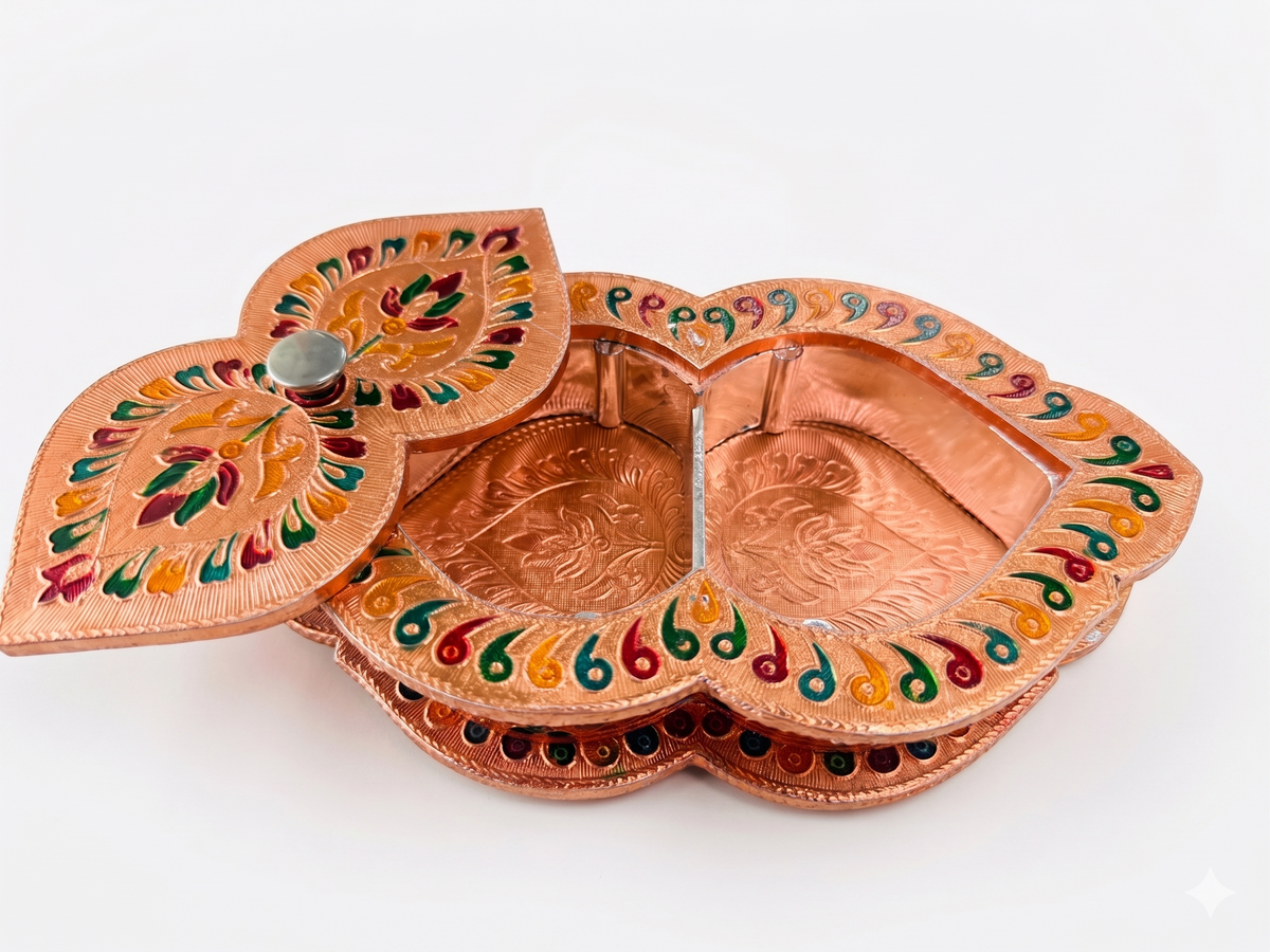 Meenakari Marquise Shape Storage & Serving Box / Decorative Wooden Multipurpose Gift Box