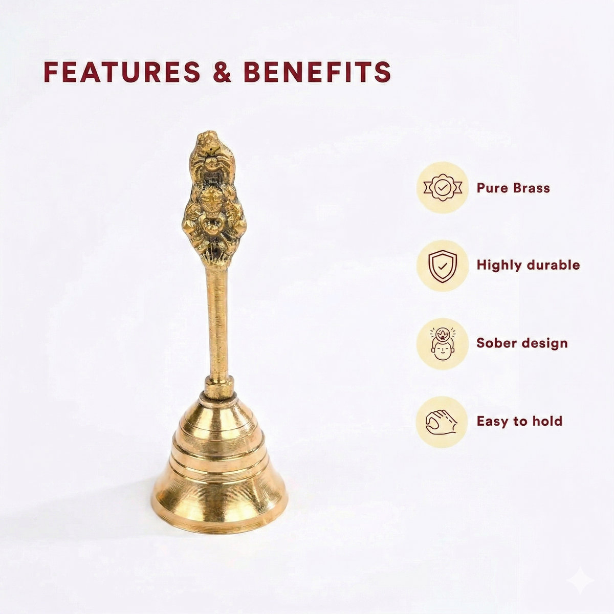 Pure Brass Peetal Garuda Pooja Prayer Bell Ghanti