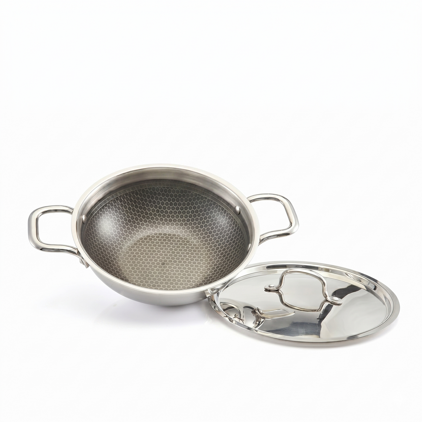 Triply Stainless Steel Honeycomb Kadai with Lid