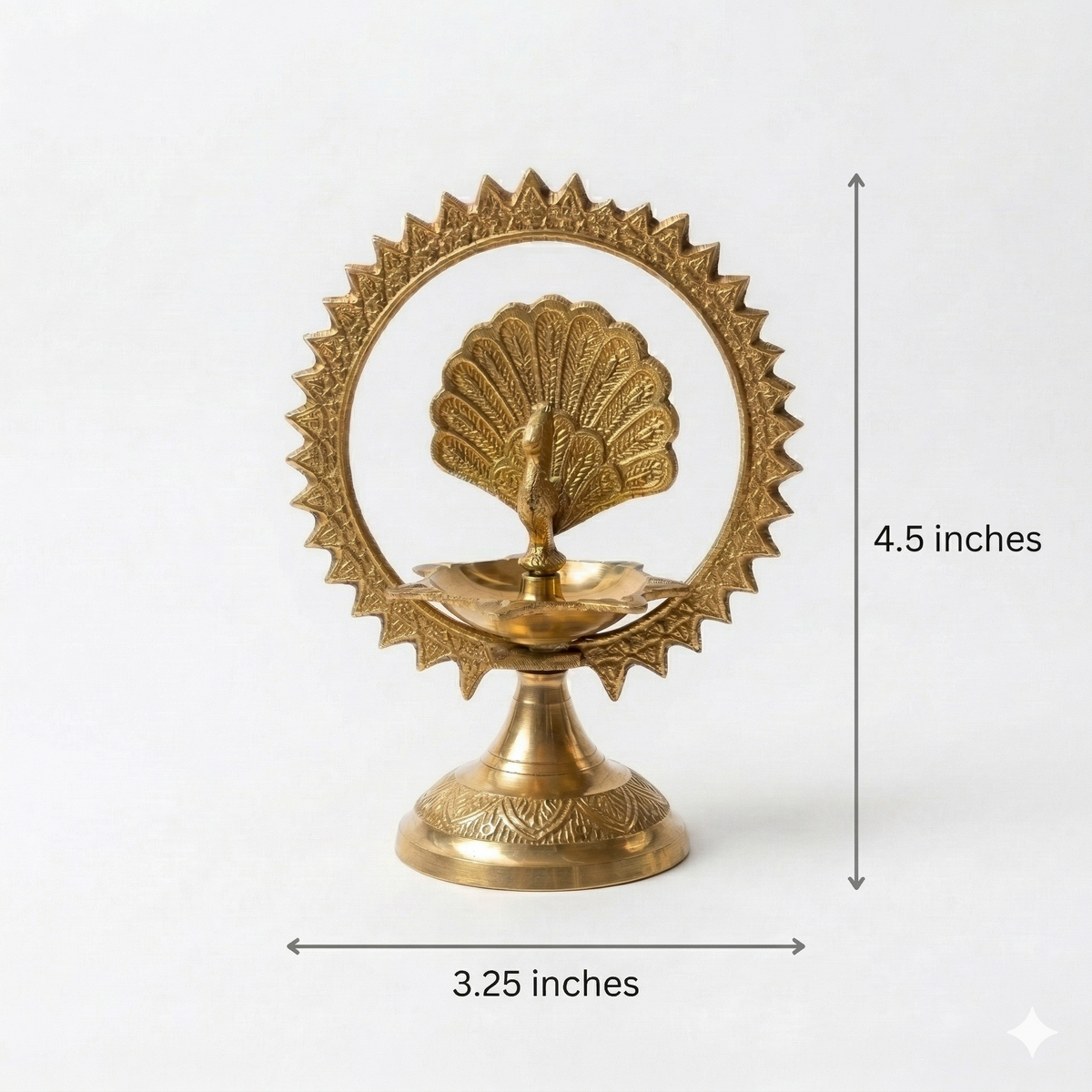 Peacock Samai Diya - Brass Oil Lamp