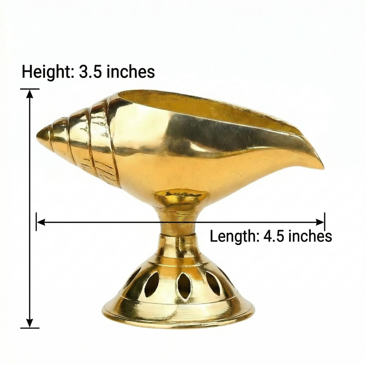 Pure Brass Akhand Diya - Shankh Shape Oil Lamp