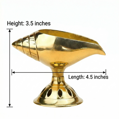 Pure Brass Akhand Diya - Shankh Shape Oil Lamp