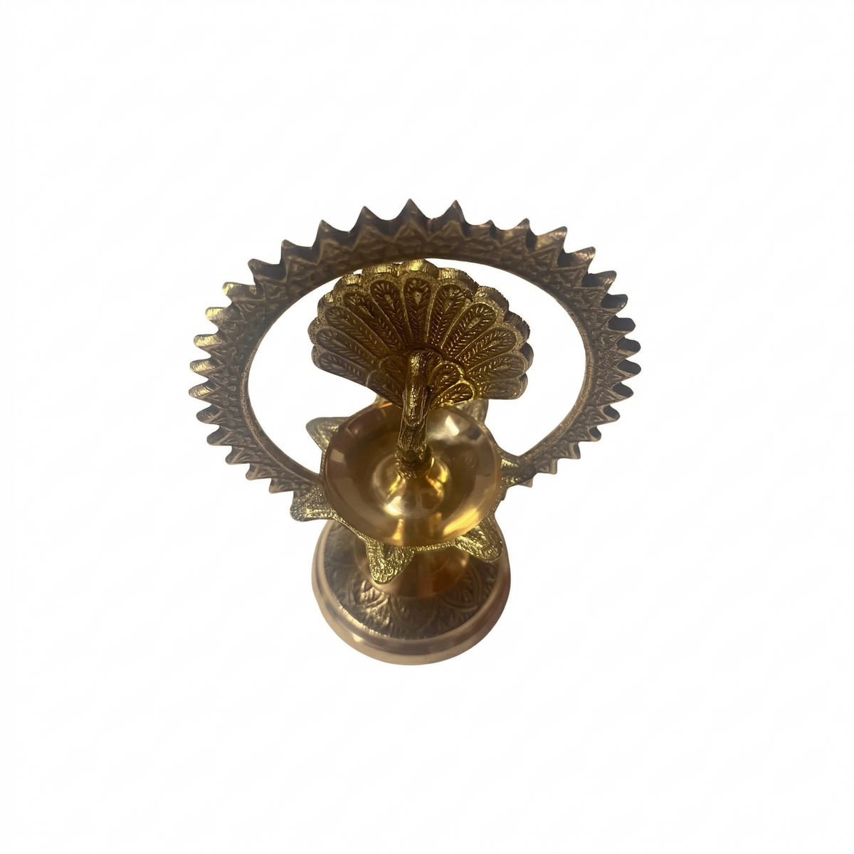 Peacock Samai Diya - Brass Oil Lamp