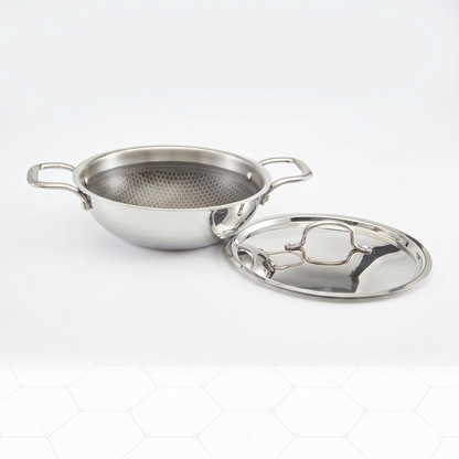 Triply Stainless Steel Honeycomb Kadai with Lid