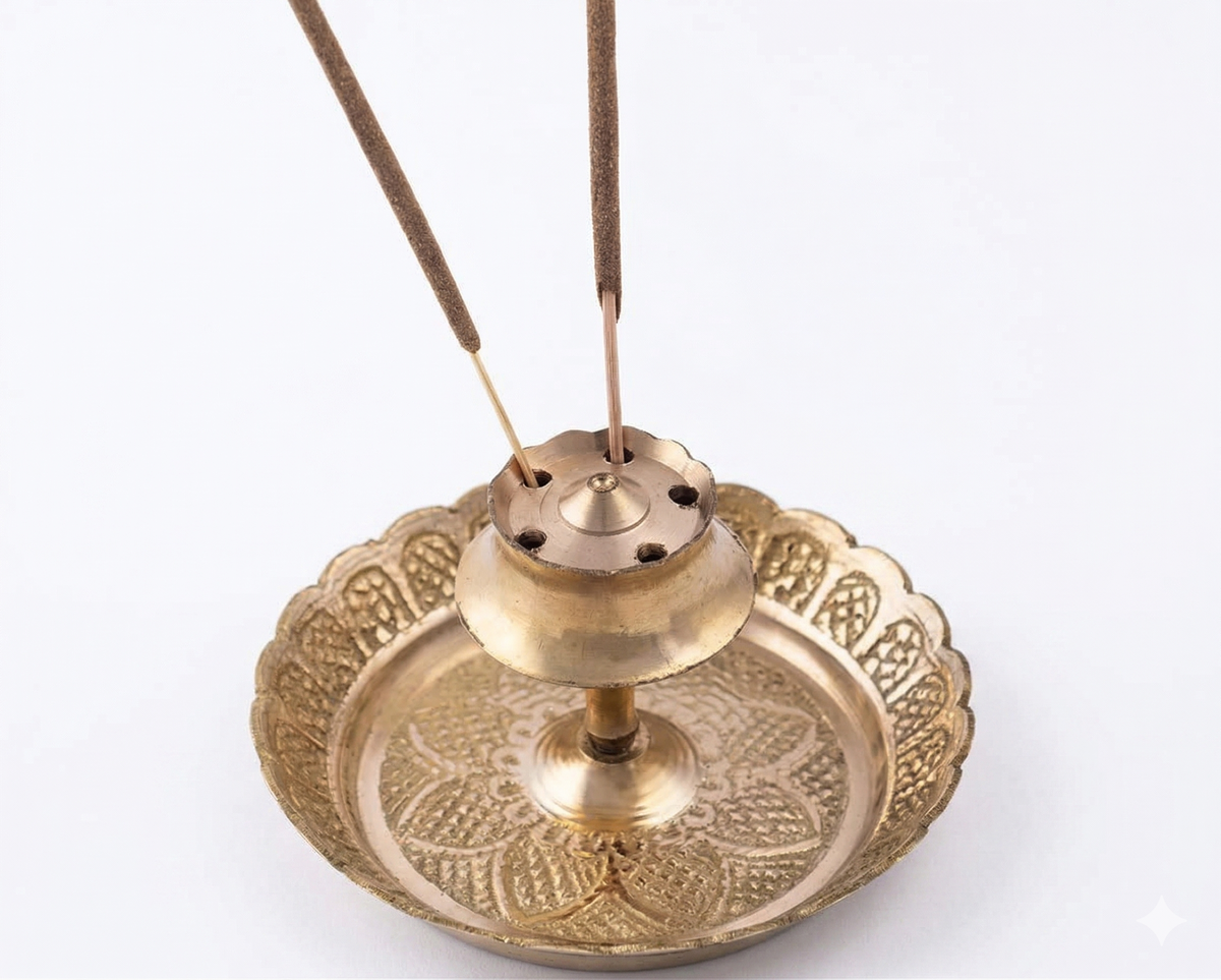 Brass Traditional Agarbatti Incense Stick Holder with Ash Catcher