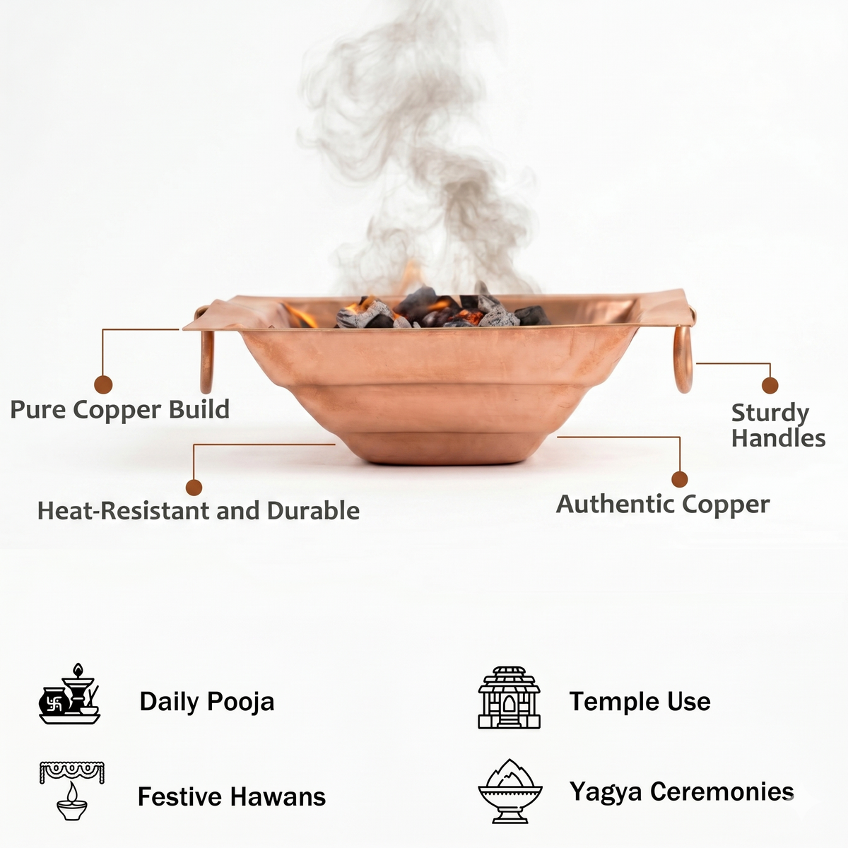 Copper Hawan Kund with Stand