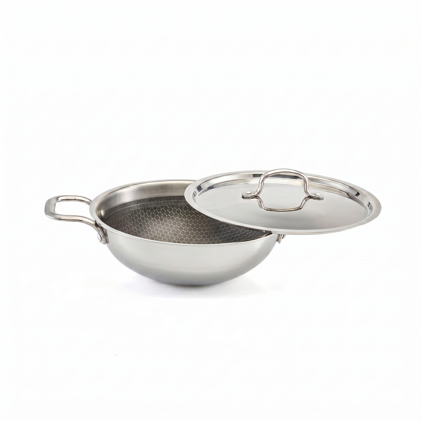 Triply Stainless Steel Honeycomb Kadai with Lid