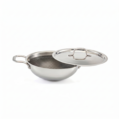 Triply Stainless Steel Honeycomb Kadai with Lid