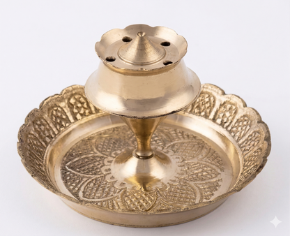 Brass Traditional Agarbatti Incense Stick Holder with Ash Catcher